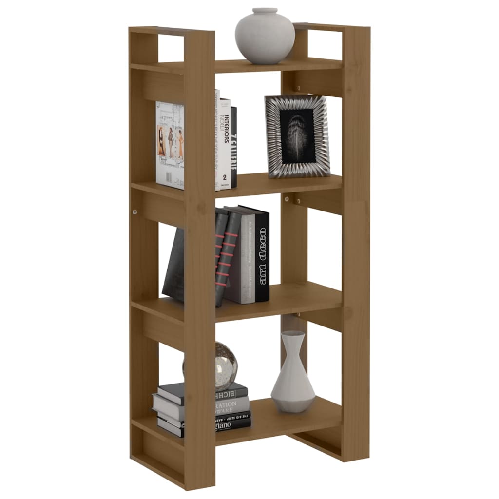 Bokhylle Honningbrun Romdeler 60x35x125 cm heltre