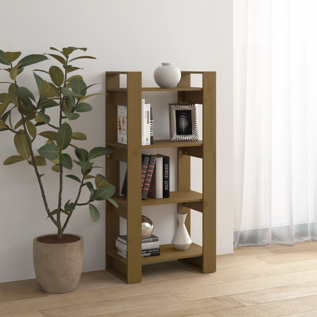 Bokhylle Honningbrun Romdeler 60x35x125 cm heltre