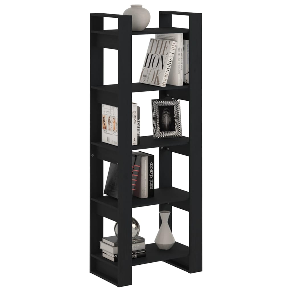 Bokhylle Svart Romdeler 60x35x160 cm heltre