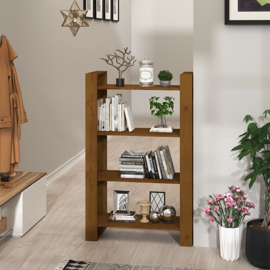Bokhylle Honningbrun Romdeler 80x35x125 cm heltre