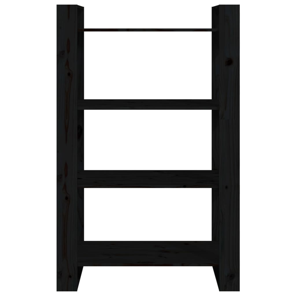Bokhylle Svart Romdeler 80x35x125 cm heltre furu