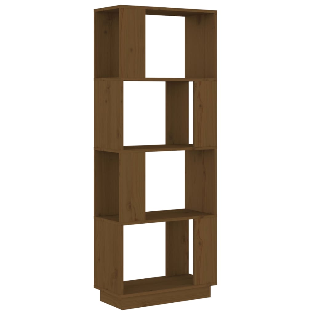 Bokhylle Honningbrun Romdeler 51x25x132 cm heltre furu