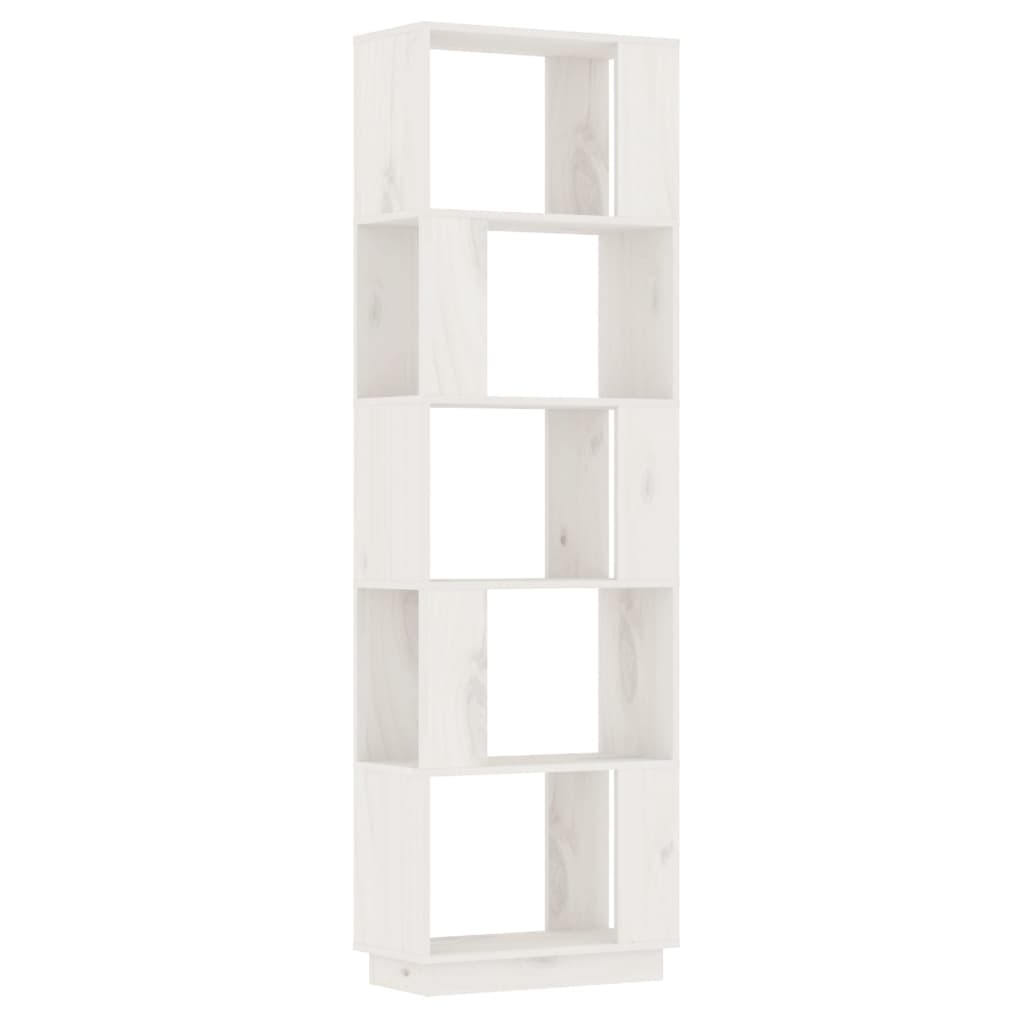 Bokhylle Hvit Romdeler 51x25x163,5 cm heltre furu