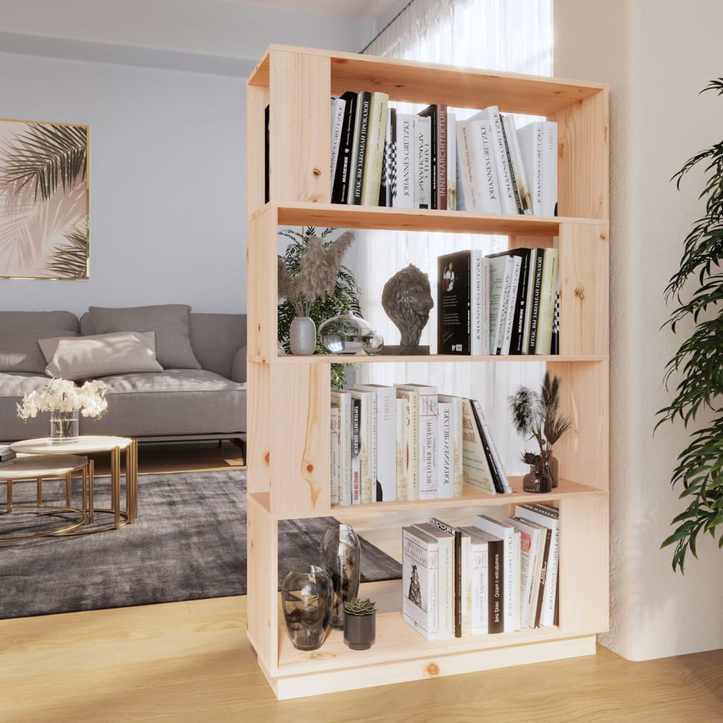 Bokhylle Tre Romdeler 80x25x132 cm heltre furu
