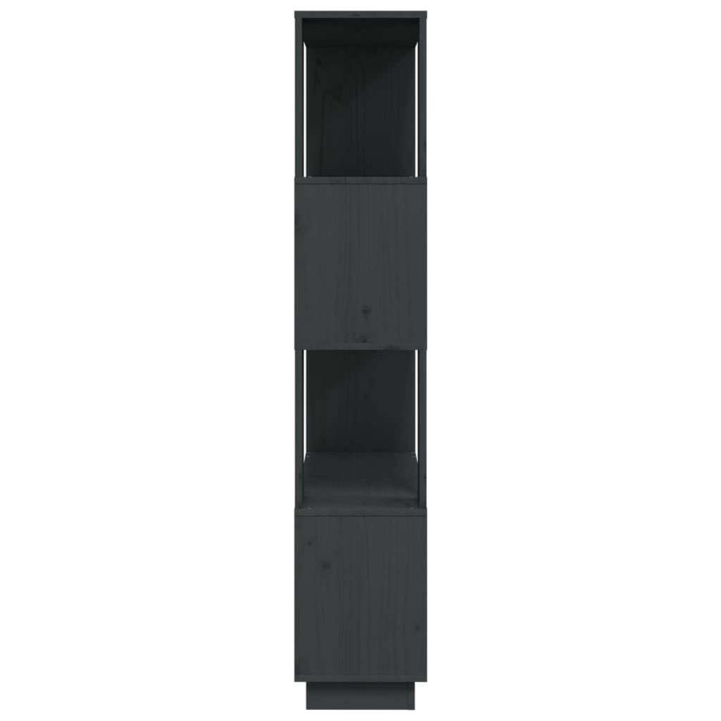 Bokhylle Grå Romdeler 80x25x132 cm heltre furu