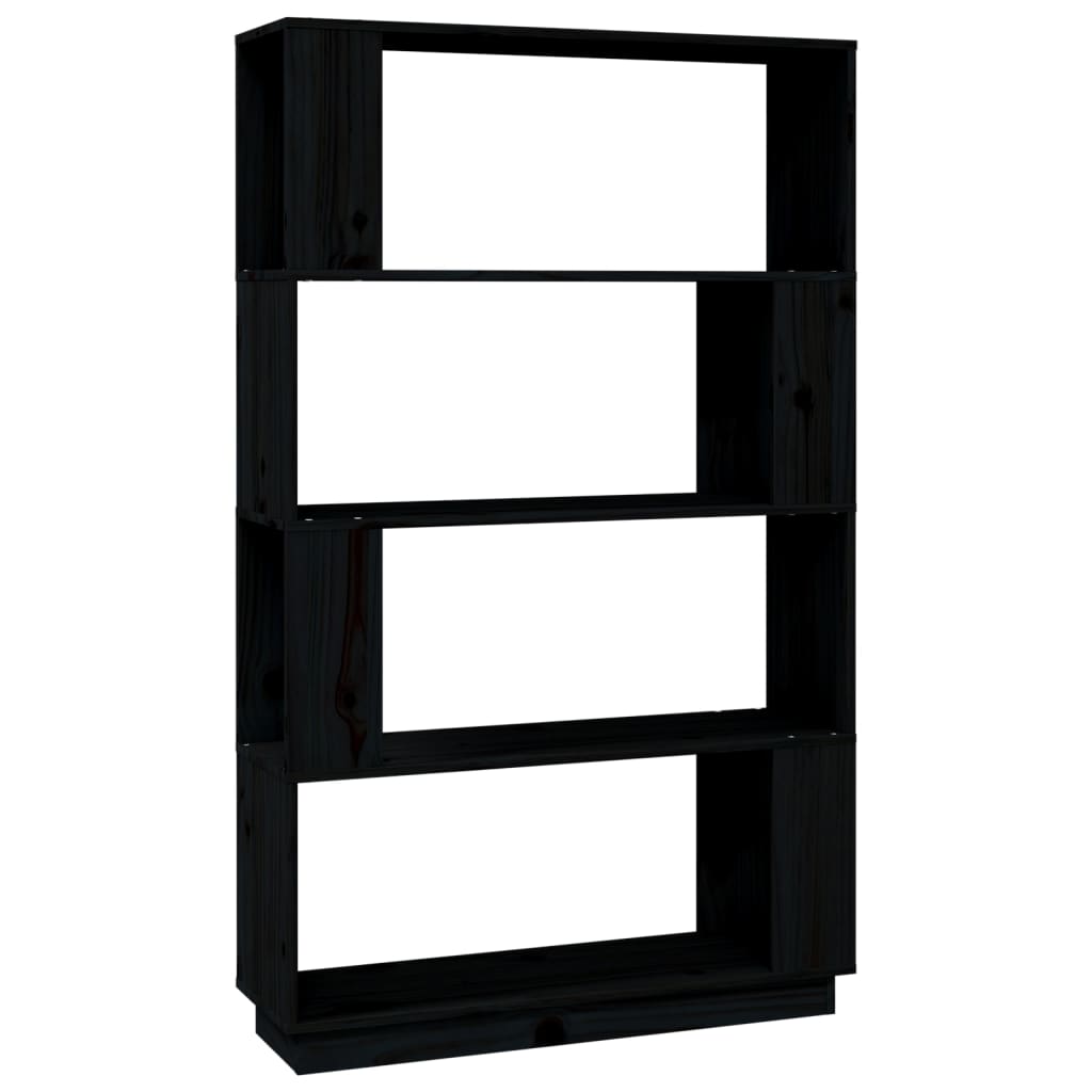 Bokhylle Svart Romdeler 80x25x132 cm heltre furu