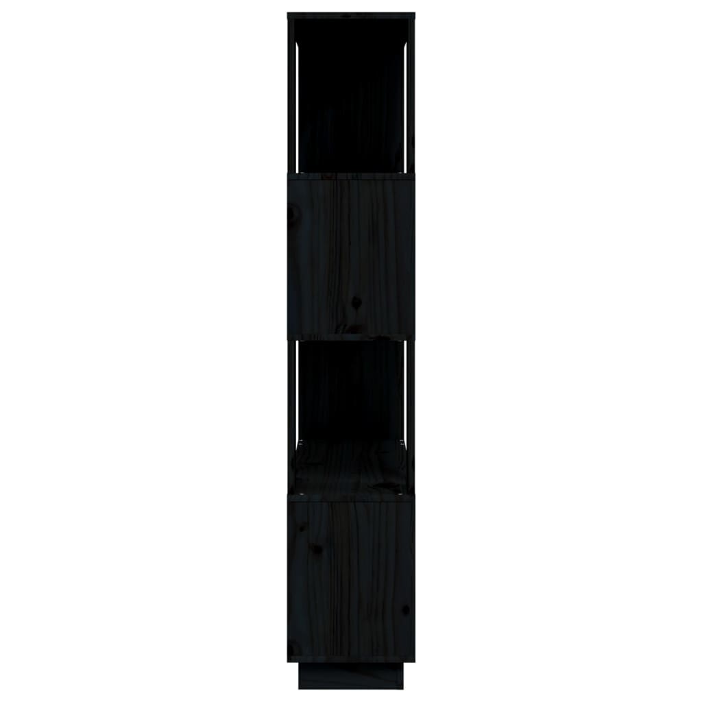 Bokhylle Svart Romdeler 80x25x132 cm heltre furu