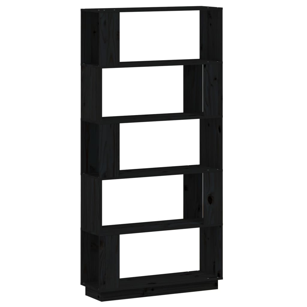 Bokhylle Svart Romdeler 80x25x163,5 cm heltre furu