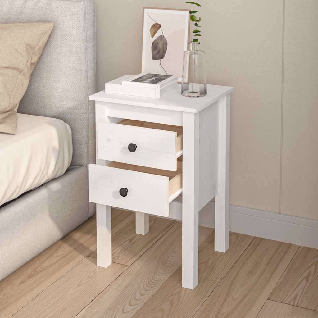 Nattbord Sengbord Hvit 40x35x61,5 cm heltre furu