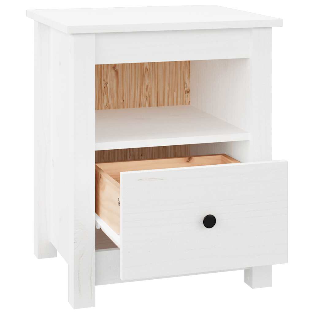 Nattbord Sengbord Hvit 40x35x49 cm heltre furu