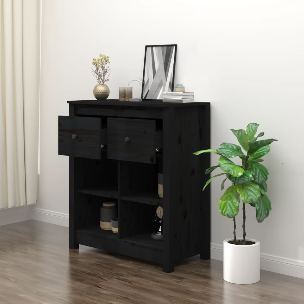 Skjenk Svart 70x35x80 cm heltre furu