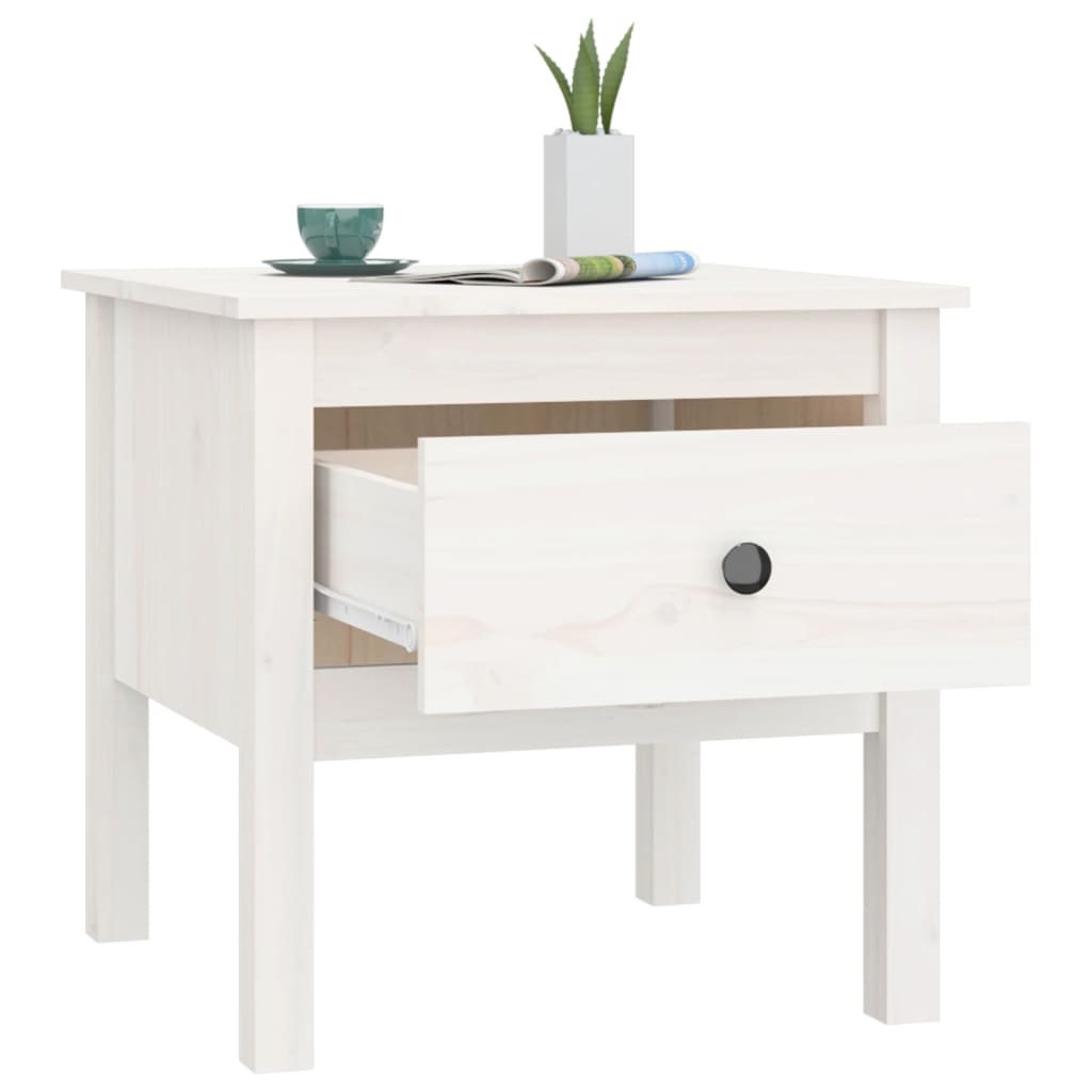 Sidebord Hvit 2 stk 50x50x49 cm heltre furu