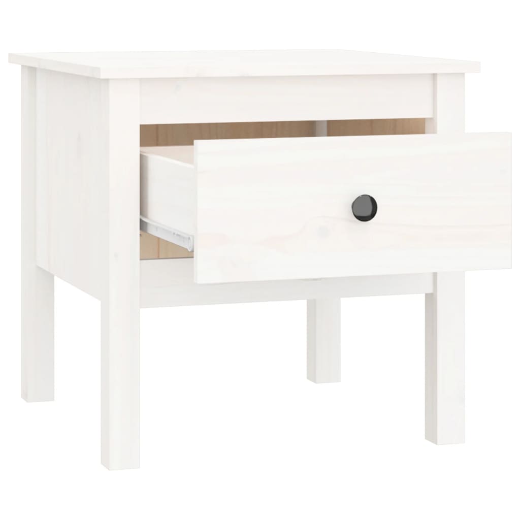 Sidebord Hvit 2 stk 50x50x49 cm heltre furu