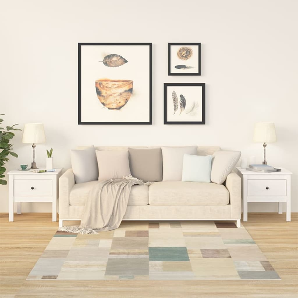 Sidebord Hvit 2 stk 50x50x49 cm heltre furu