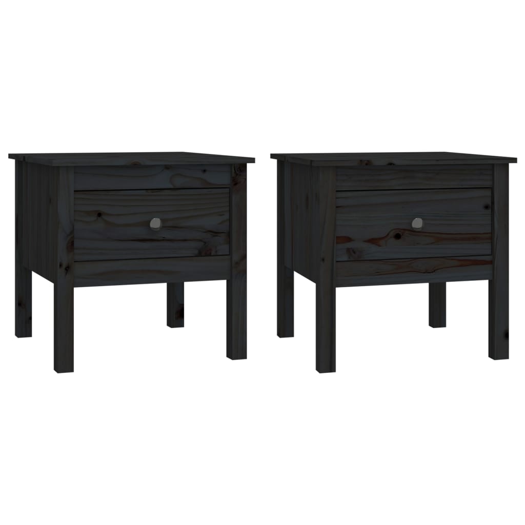 Sidebord Svart 2 stk 50x50x49 cm heltre furu