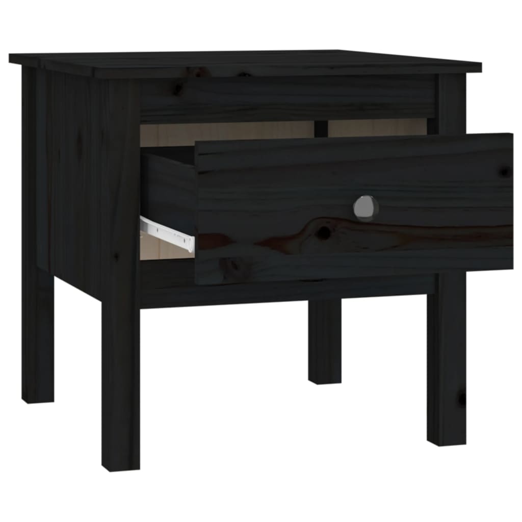 Sidebord Svart 2 stk 50x50x49 cm heltre furu