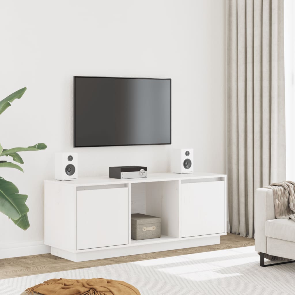 TV-Møbel Hvit TV-benk 110,5x35x44 cm heltre furu