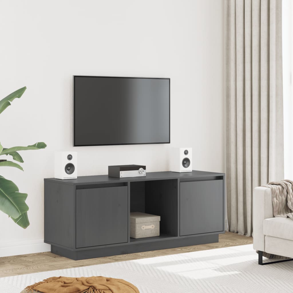 TV-Møbel Grå TV-benk 110,5x35x44 cm heltre furu