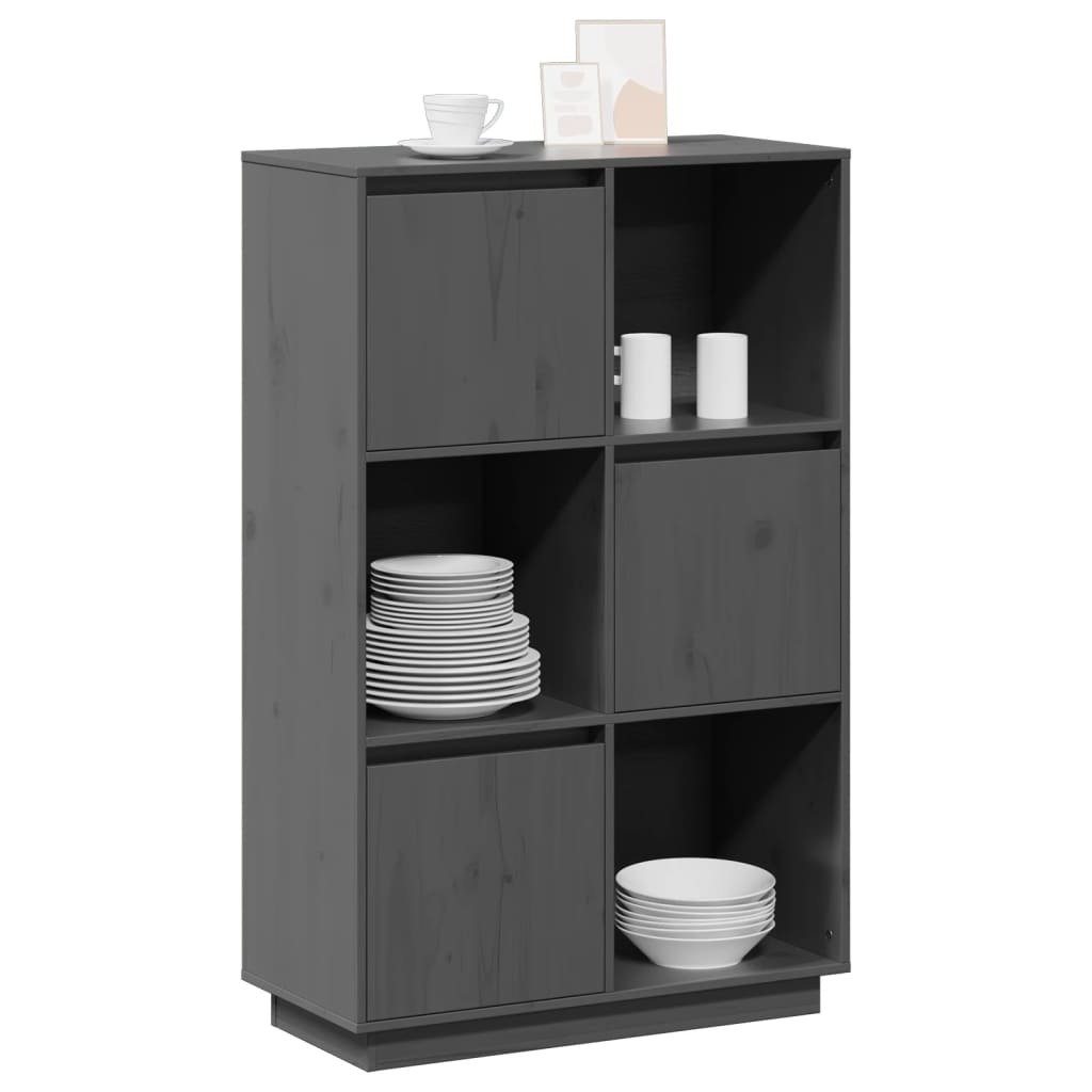 Skap grå 74x35x117 cm heltre furu
