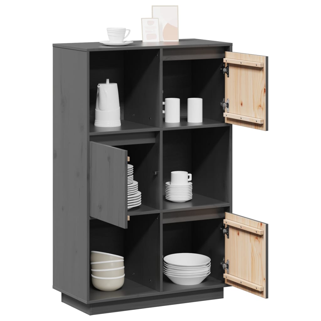 Skap grå 74x35x117 cm heltre furu