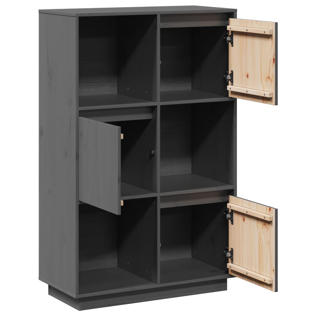 Skap grå 74x35x117 cm heltre furu
