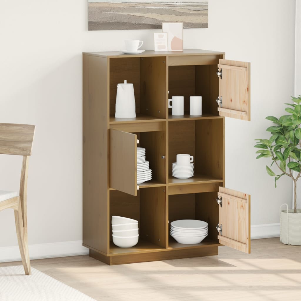 Skap honningbrun 74x35x117 cm heltre furu