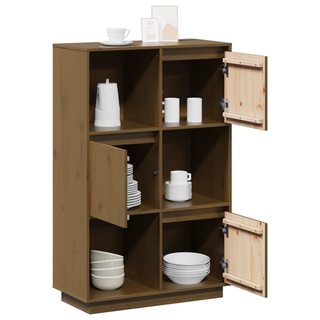 Skap honningbrun 74x35x117 cm heltre furu