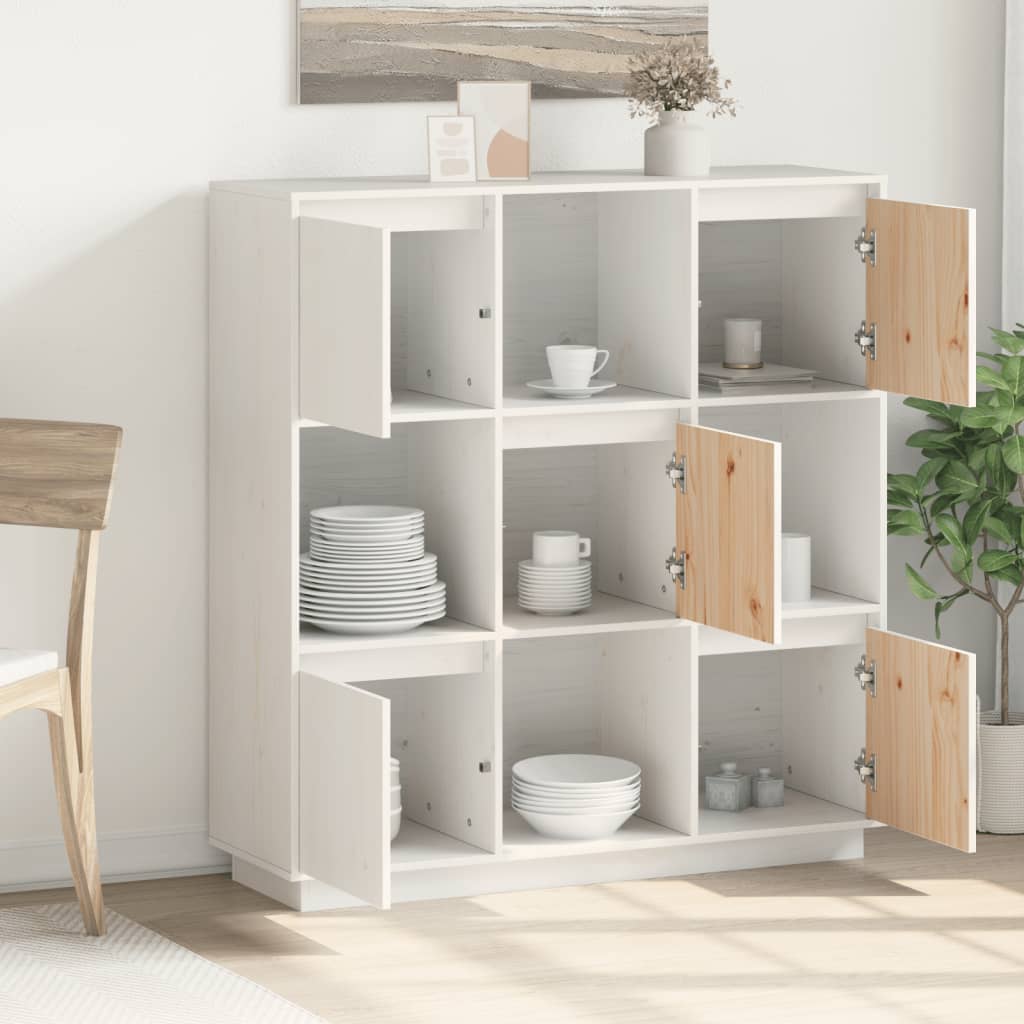 Skap hvit 110,5x35x117 cm heltre furu