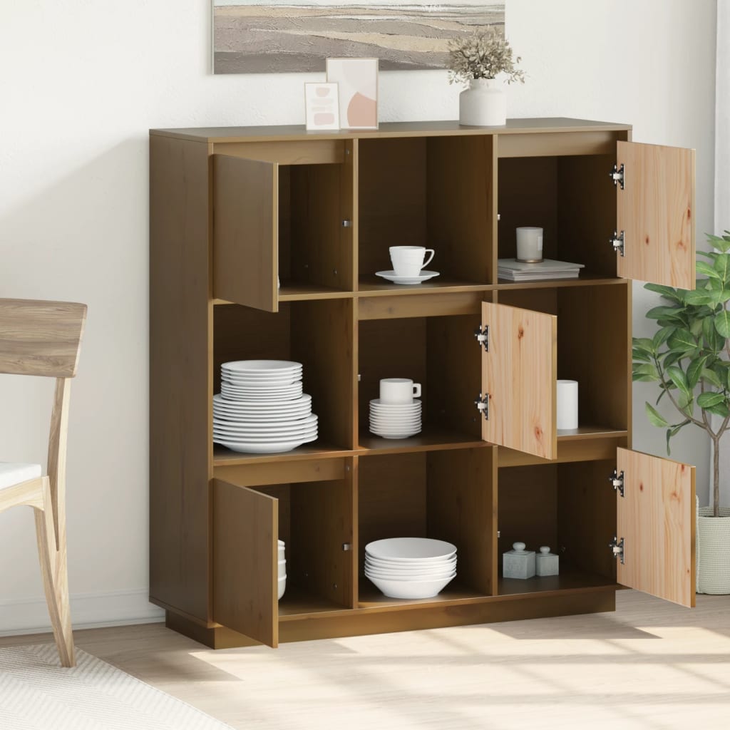 Skap honningbrun 110,5x35x117 cm heltre furu