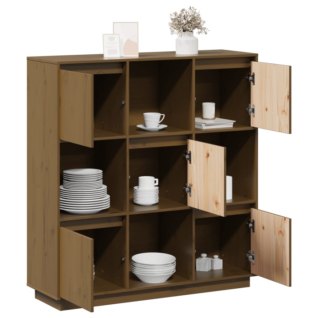 Skap honningbrun 110,5x35x117 cm heltre furu