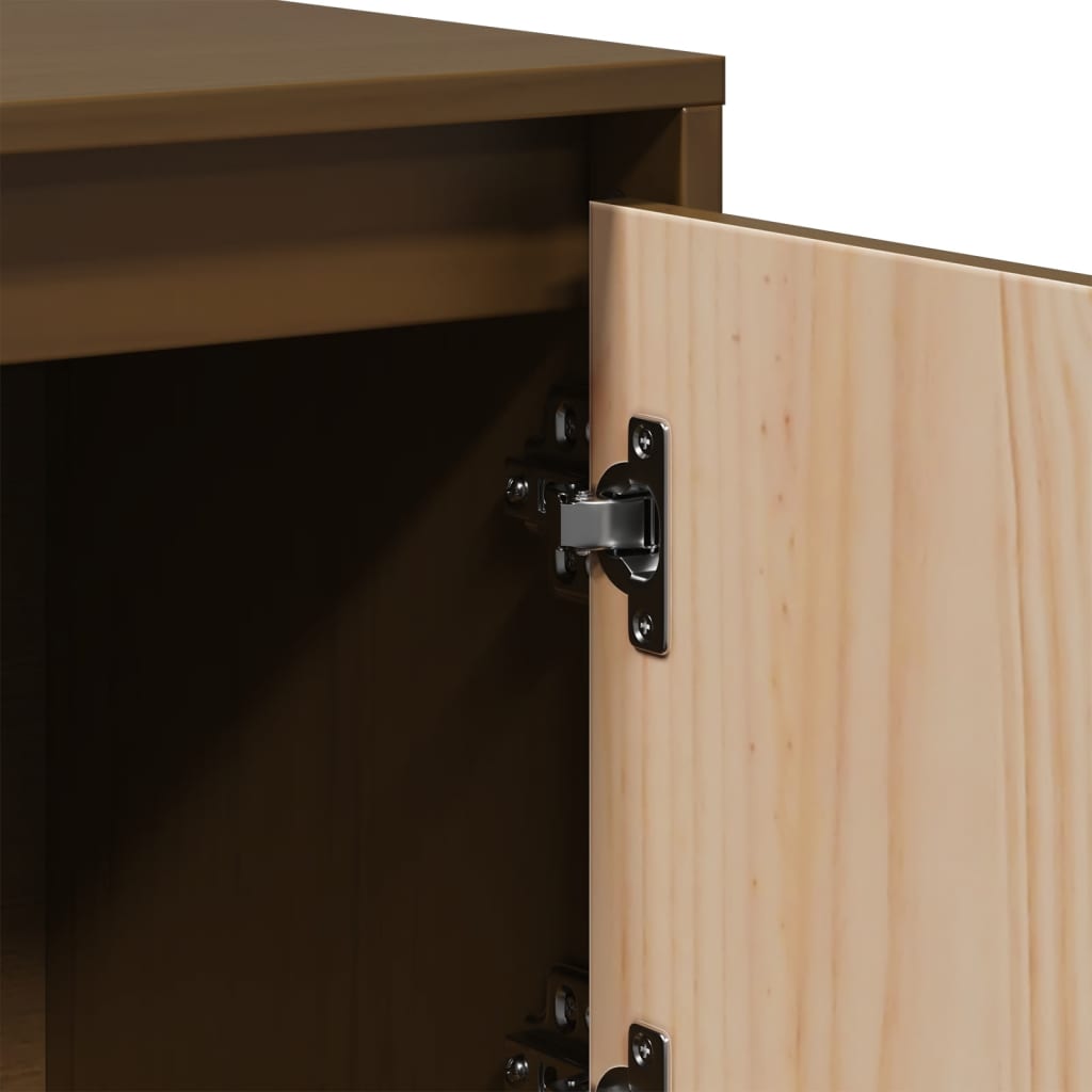 Skap honningbrun 110,5x35x117 cm heltre furu