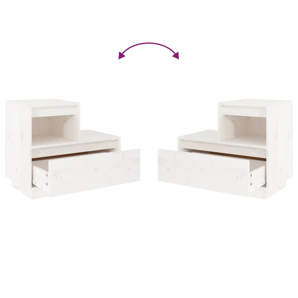 Nattbord Sengbord Hvit 60x34x51 cm heltre furu