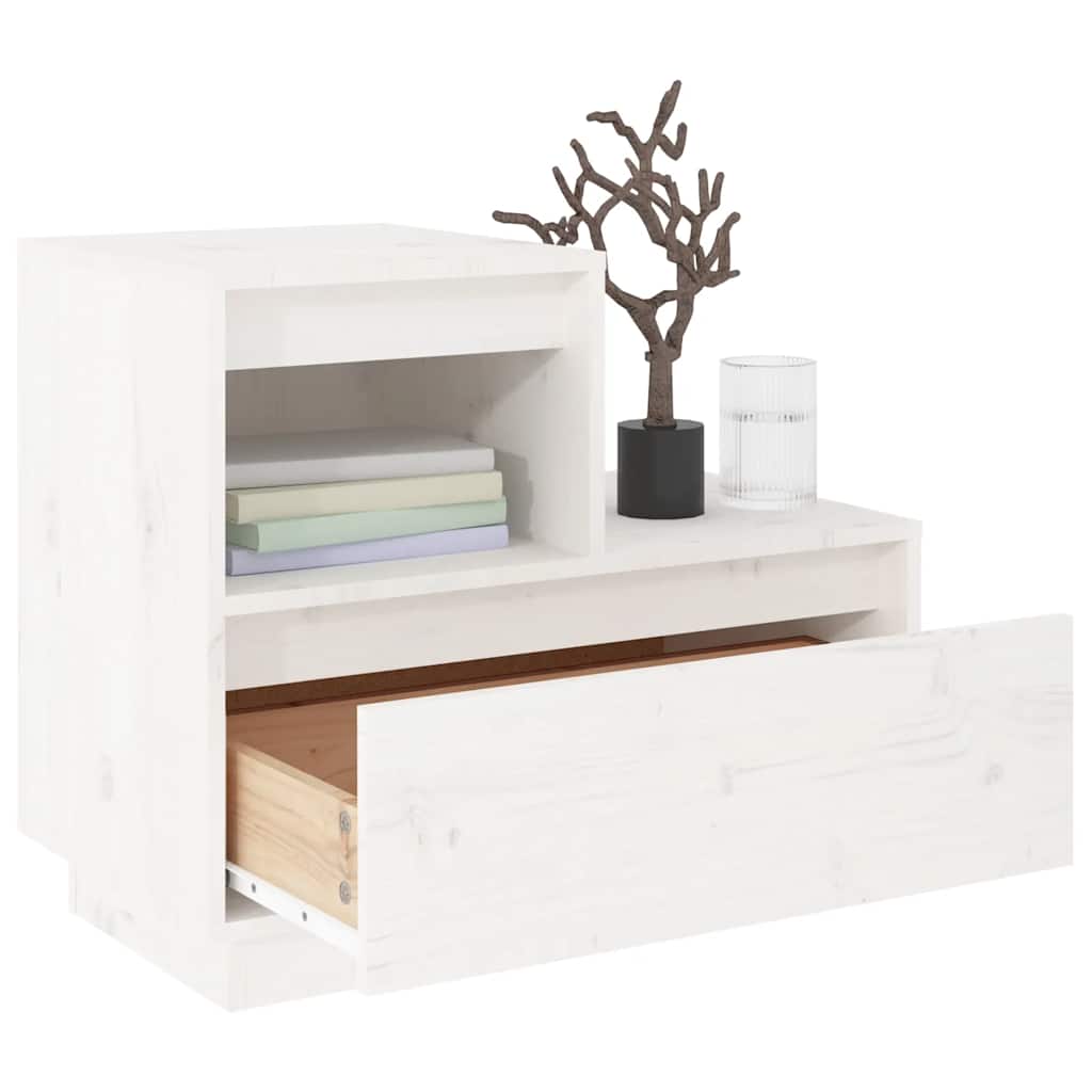 Nattbord Sengbord Hvit 60x34x51 cm heltre furu