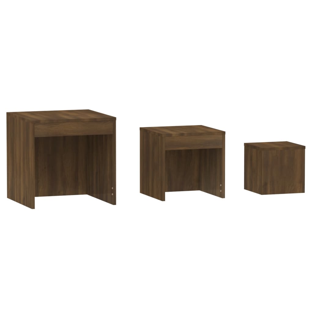 Stablebord 3 stk brun eik konstruert tre