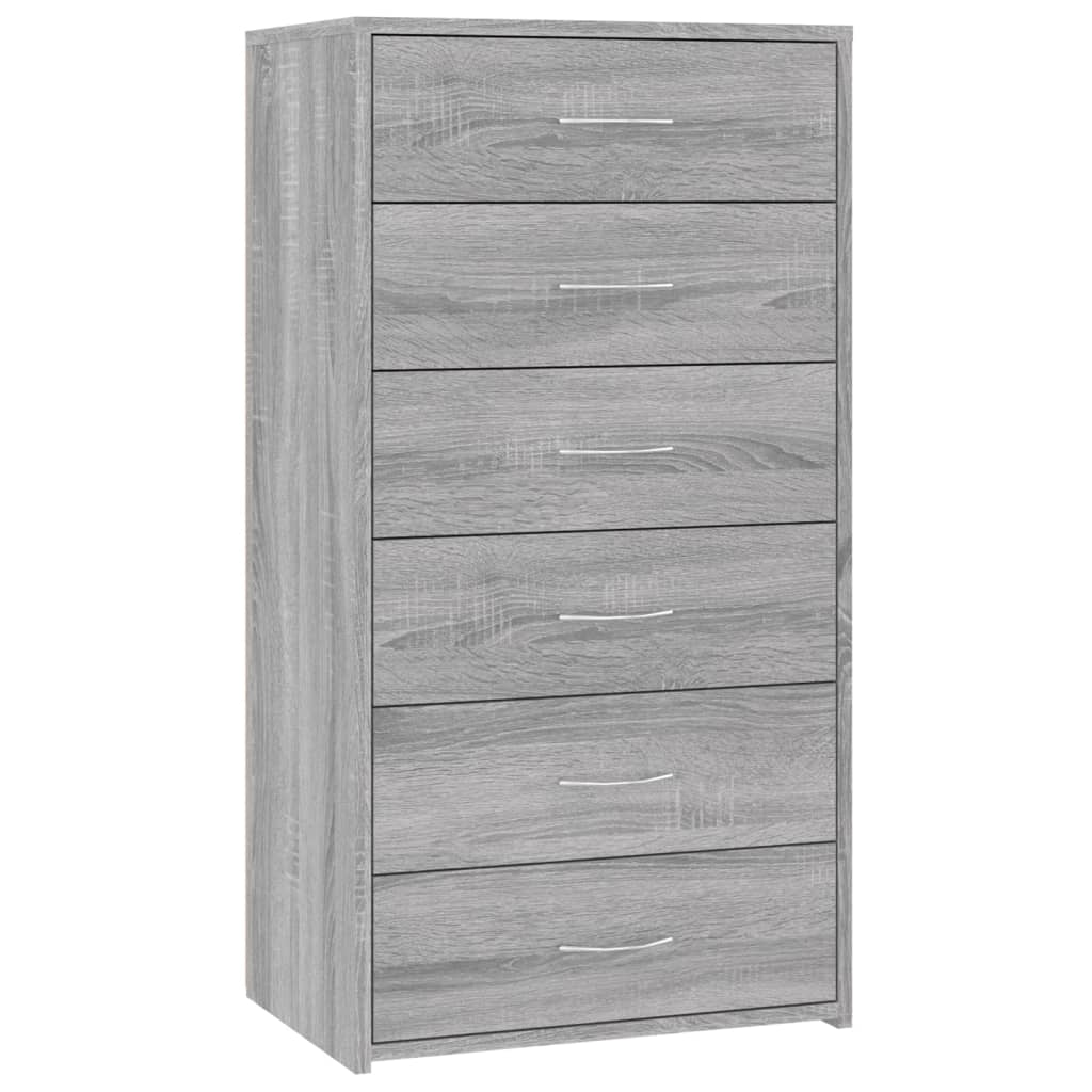 Kommode Sonoma Grå med 6 skuffer 50x34x96 cm
