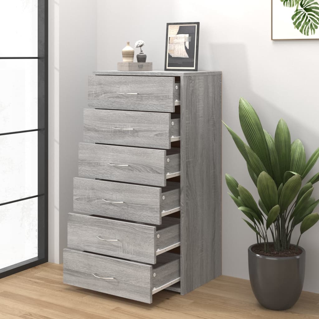 Kommode Sonoma Grå med 6 skuffer 50x34x96 cm