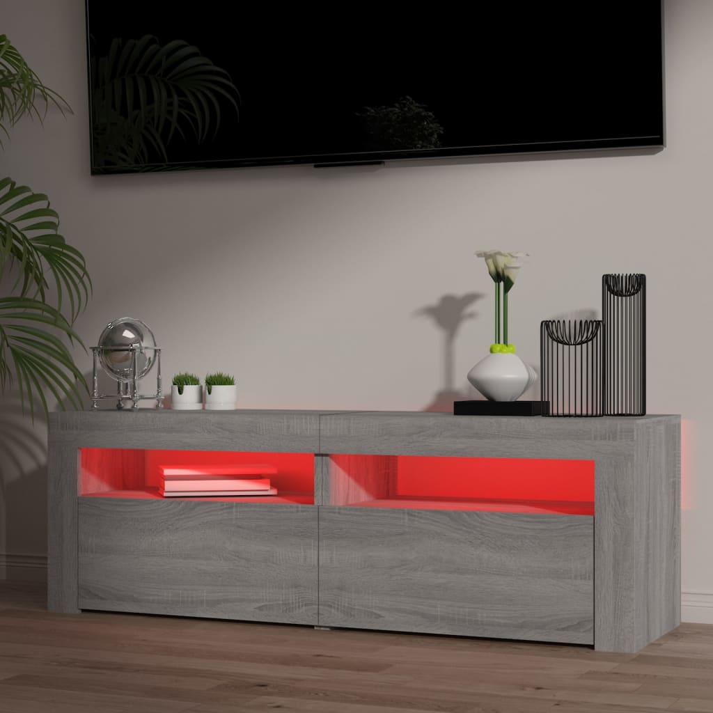 TV-Møbel Sonoma Grå TV-benk med LED-lys 120x35x40 cm