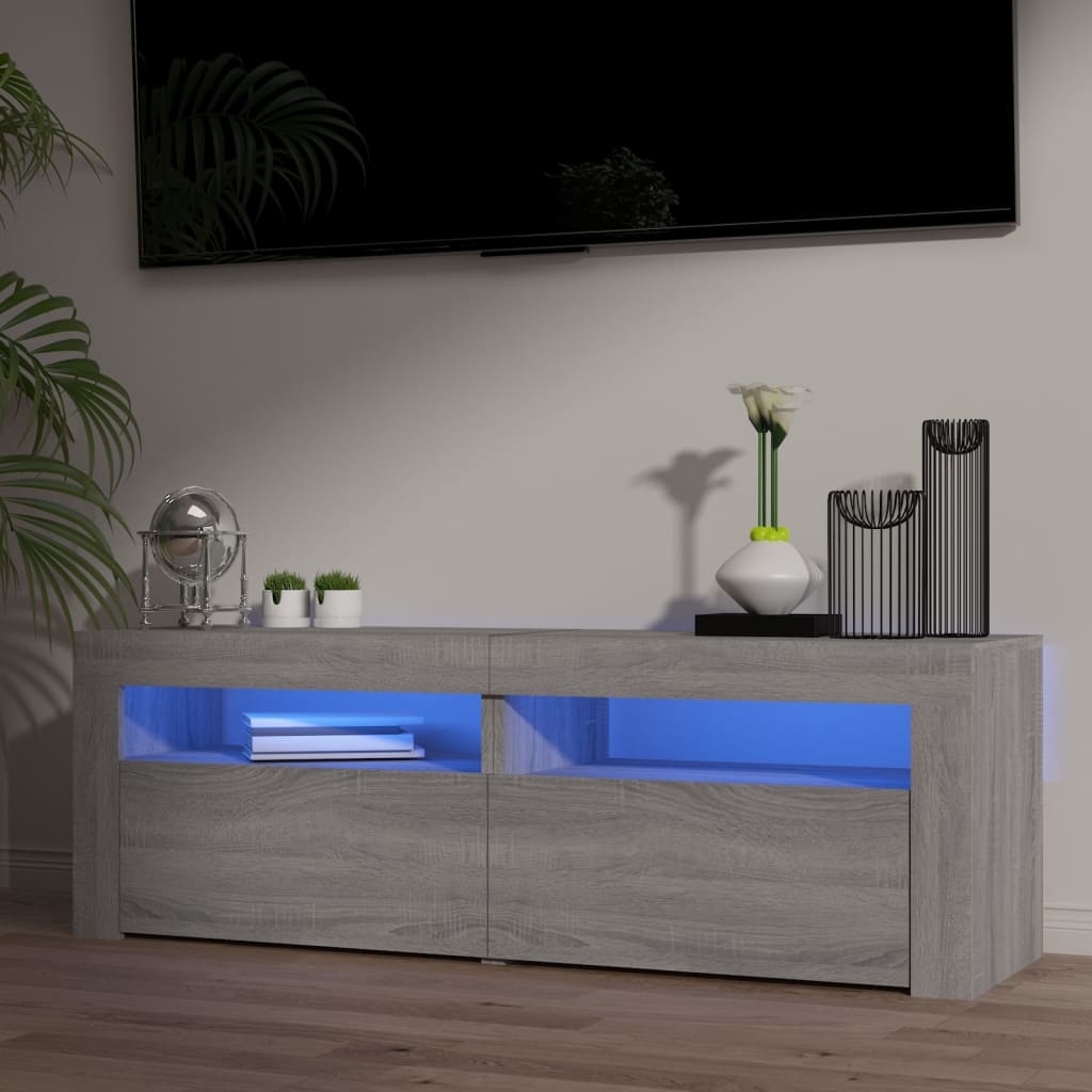 TV-Møbel Sonoma Grå TV-benk med LED-lys 120x35x40 cm