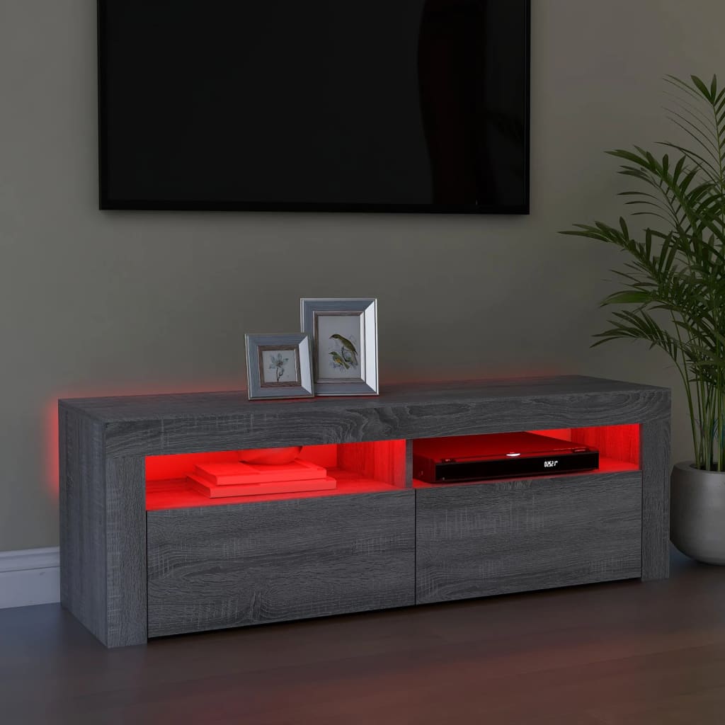 TV-Møbel Sonoma Grå TV-benk med LED-lys 120x35x40 cm