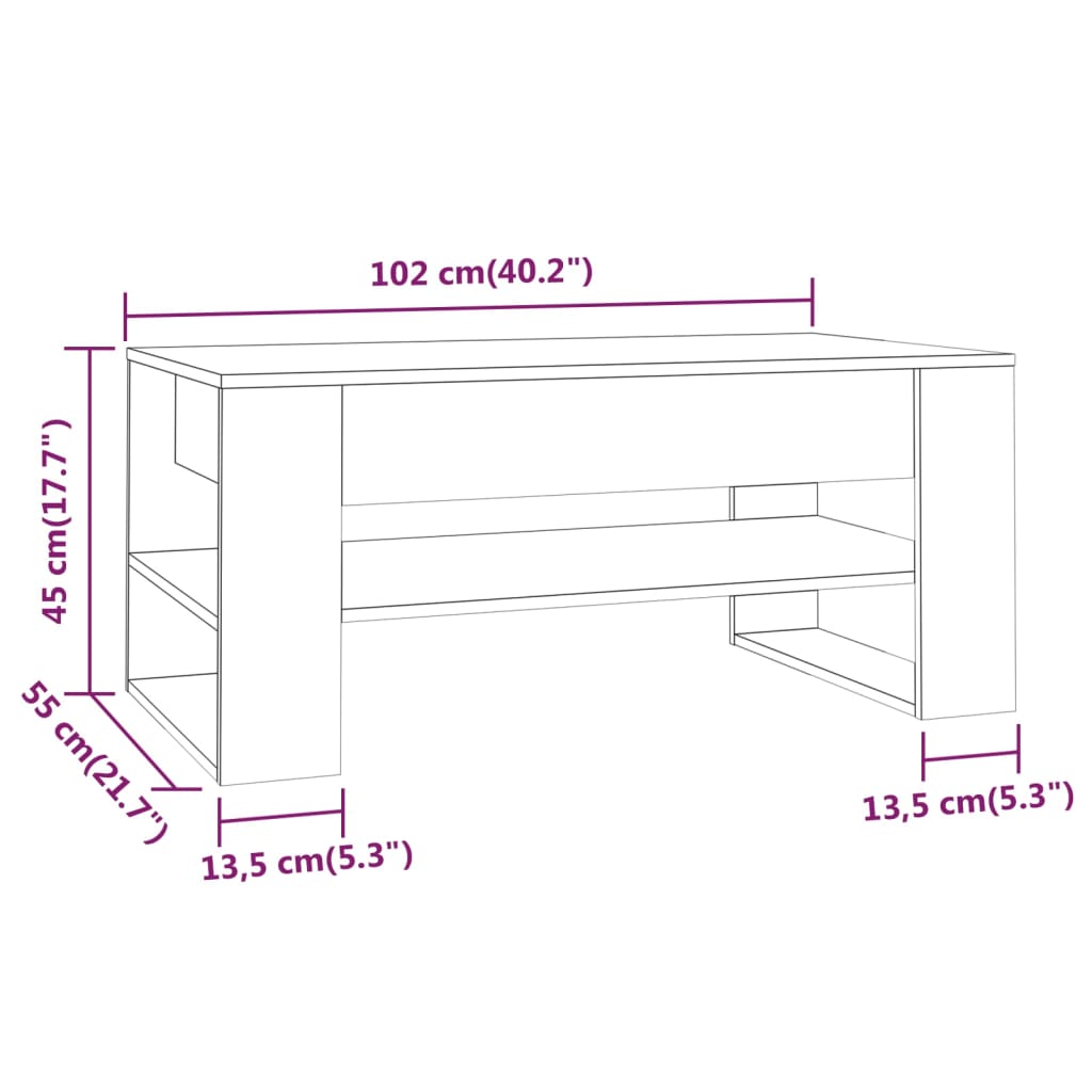 Salongbord Sofabord Svart 102x55x45 cm