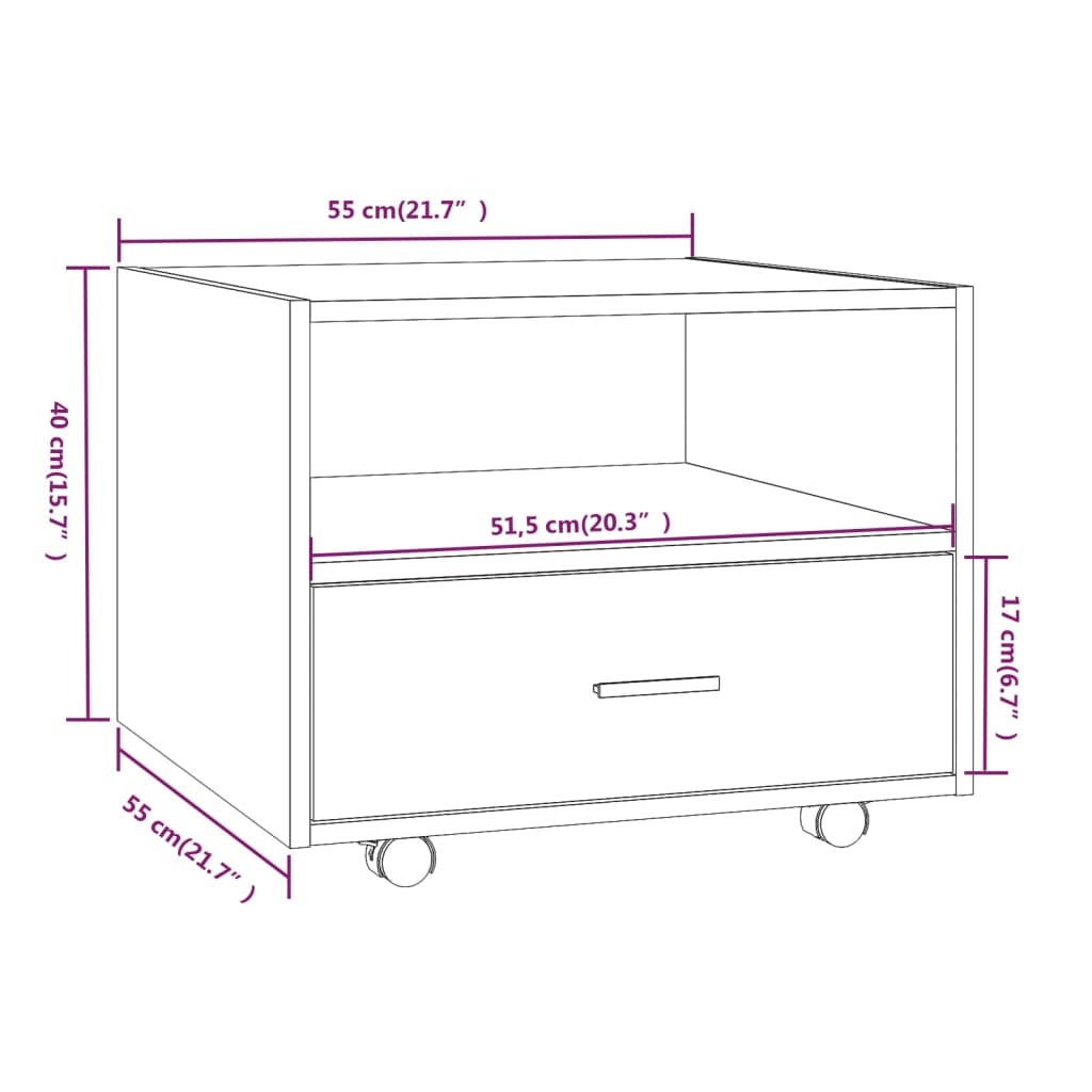 Salongbord Sofabord Sonoma Eik 55x55x40 cm