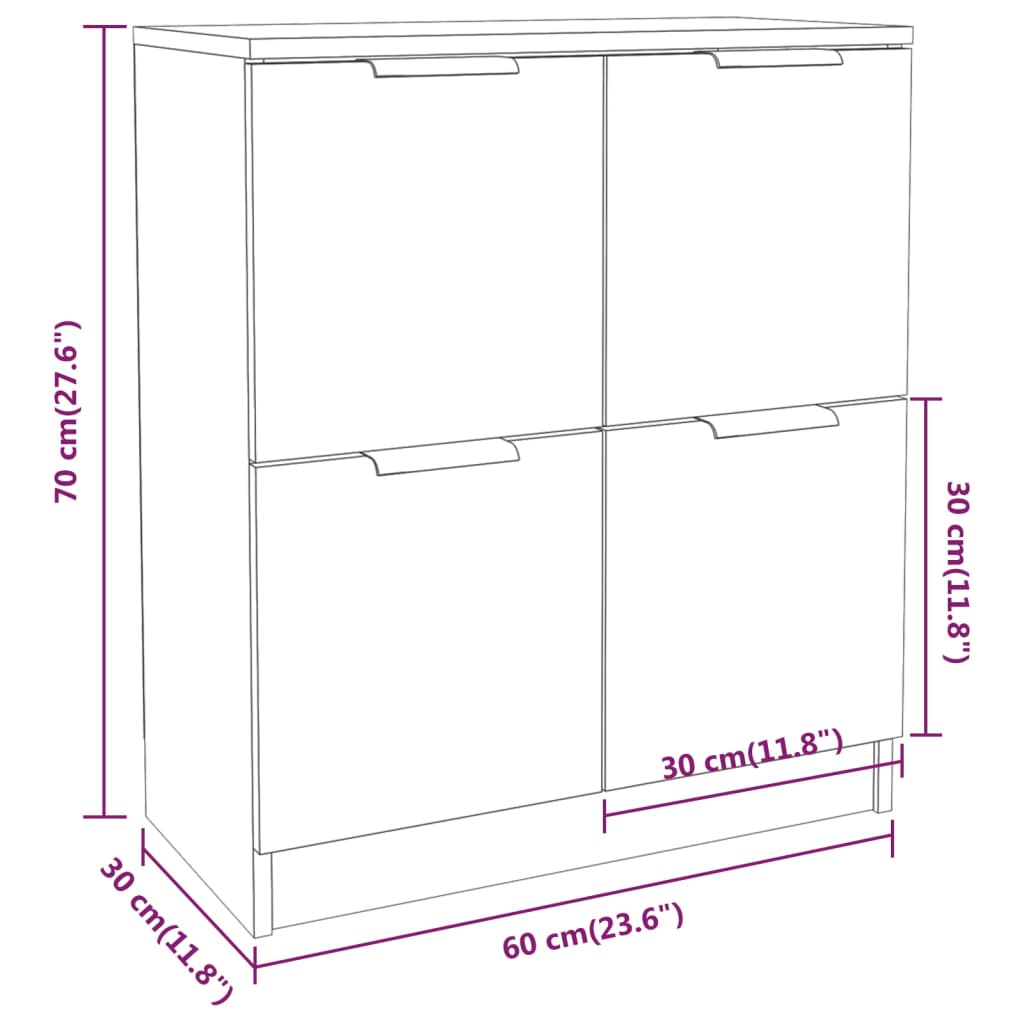 Sidebord Svart 60x30x70 cm