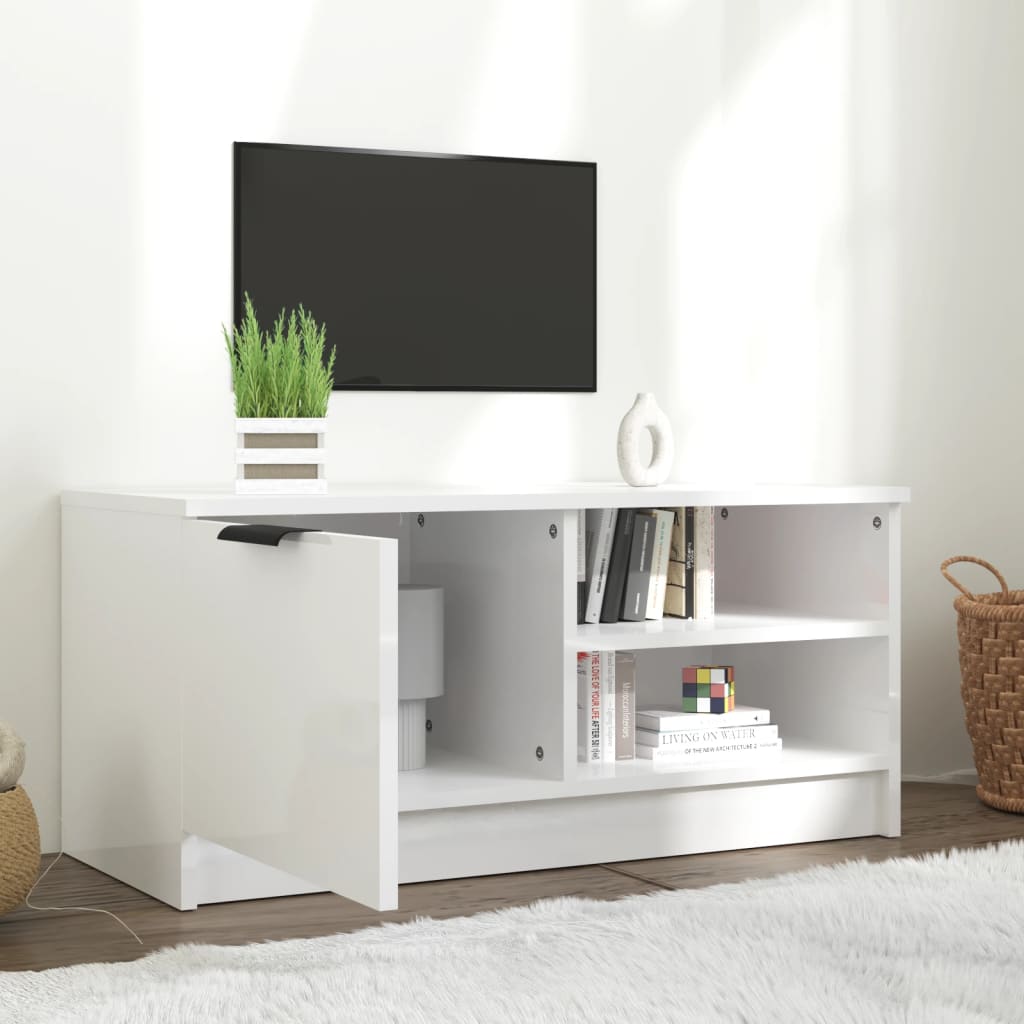 TV-Møbel Høyglans Hvit Tv-benk 80x35x36,5 cm
