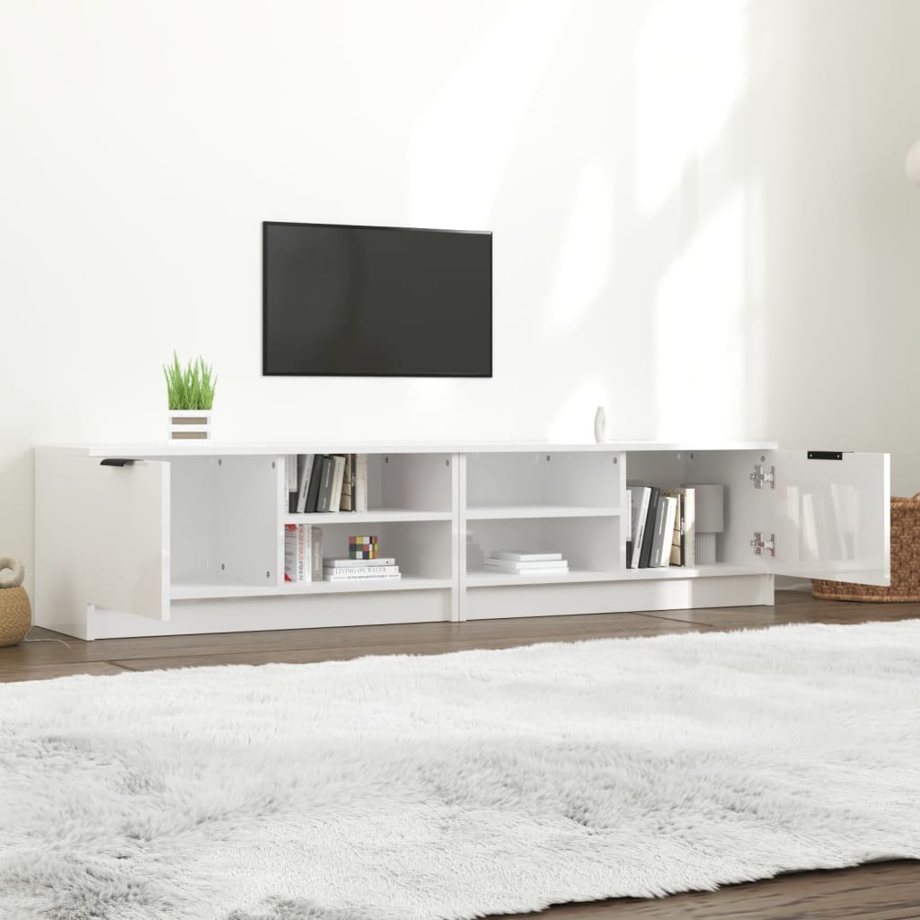 TV-Møbel Høyglans Hvit Tv-benker 2 stk 80x35x36,5 cm