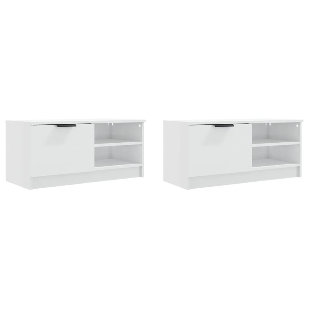 TV-Møbel Høyglans Hvit Tv-benker 2 stk 80x35x36,5 cm