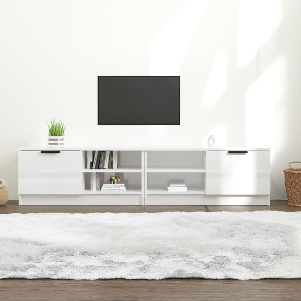 TV-Møbel Høyglans Hvit Tv-benker 2 stk 80x35x36,5 cm