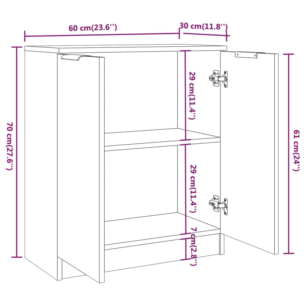 Kommode Røkt Eik 60x30x70 cm
