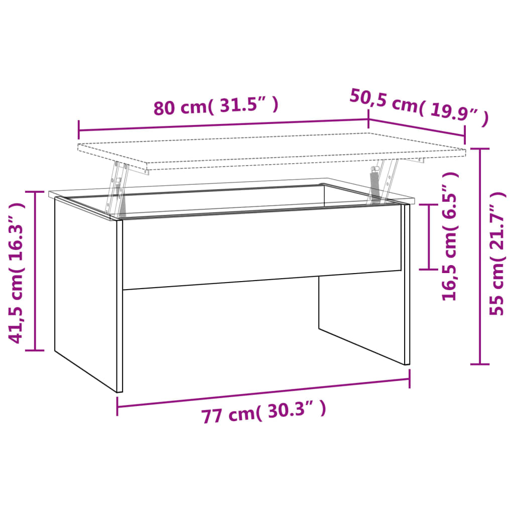 Salongbord Sofabord Hvit 80x50,5x41,5 cm