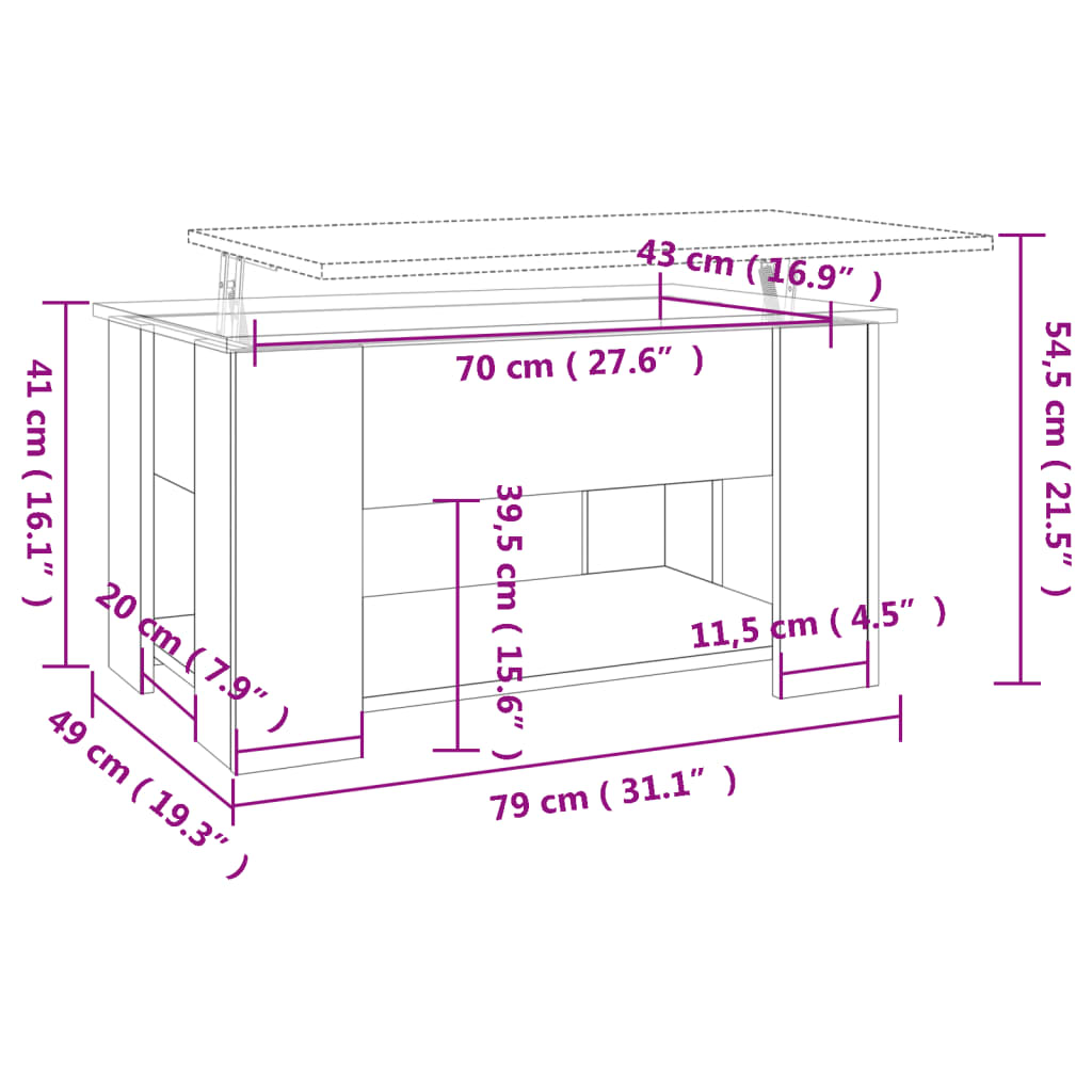 Salongbord Sofabord Svart 79x49x41 cm