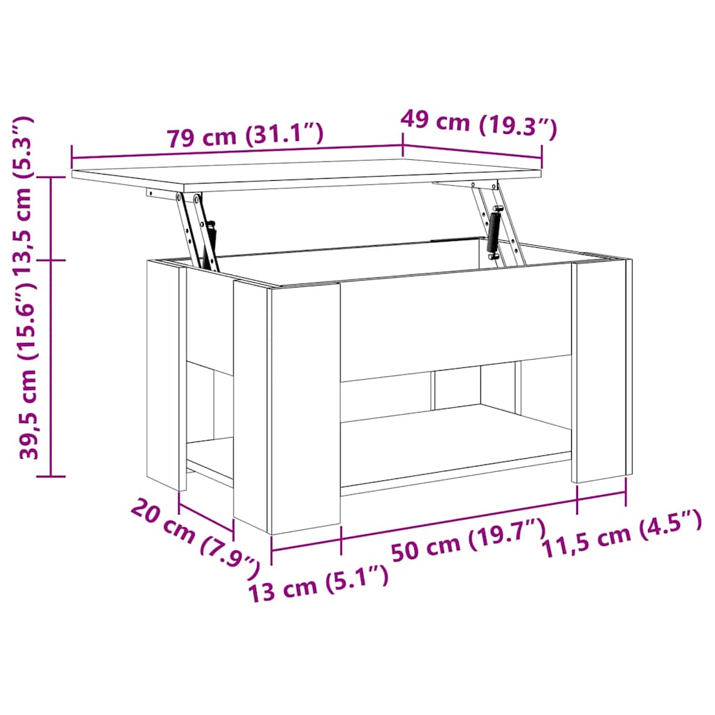 Salongbord høyglans hvit 79x49x41 cm konstruert tre